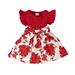 EHQJNJ Baby Girl 0-6 Months Toddler Girl Flower Print Dress Summer Small Flying Sleeve Bow A Swing Red Plaid Girls 4-6 Baby Girl Outfits 3-6 Months Clearance