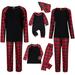 Christmas Pajamas 2PCS Fashion Red Buffalo Plaid Family Christmas Pjs Matching Sets Casual Loose Long Sleeve Top and Plaid Pants M-3XL Christmas Gifts on Clearance