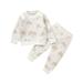 ZIZOCWA Toddler Baby Girls Boys Floral Print Knit Sweater Shirt Top and Long Pants Casual Cotton Warm Clothes Winter Fall 2 Pcs Outfits Set Beige Size74