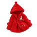 Scyoekwg Kids Toddler Infants Baby Girl Winter Coats Long Sleeve Cute Fashion Warm Faux Wool Jacket Plus Velvet Thickening Coat Cloak Jacket Thick Outerwear Clothes Clearance Red 2-3 Years