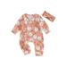 Qtinghua Newborn Baby Girl Christmas Romper Snowman Print Jumpsuit Zip Front Long Sleeve Ruffle Playsuit+Headband Set Pink 0-3 Months