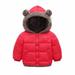 QUYUON Toddler Puffer Jacket Lined Fleece Baby Girls Boys Hooded Down Jacket Winter Warm Thicken Long Sleeve Padded Down Coat Full Zip up Hooded Sweatshirt Jacket Outerwear Red 5T-6T