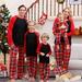 Christmas Pajamas for Family Fashion Xmas Red Buffalo Plaid Family Christmas Pjs Matching Sets Casual Loose Long Sleeve Top and Plaid Pants M-3XL Christmas Gifts on Clearance