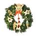 30cm Christmas Artificial Wreath Luminous Warm Light Battery Operated with Bells Realistic Window Dressing Scene Layout Merry Xmas Santa Pendant Door Hanging Garland for Hotel