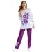 Plus Size Women's Floral Tee and Pant Set by Woman Within in Plum Purple Floral Placement (Size M)