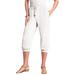 Plus Size Women's Drawstring Soft Knit Capri Pant by Roaman's in White (Size L)