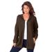 Plus Size Women's Classic-Length Thermal Hoodie by Roaman's in Chocolate (Size 6X) Zip Up Sweater