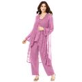 Plus Size Women's Three-Piece Beaded Pant Suit by Roaman's in Mauve Orchid (Size 20 W)