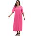 Plus Size Women's Crochet Trim Empire Knit Dress by Woman Within in Peony Petal (Size 1X)