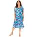 Plus Size Women's Stretch Lace Fit & Flare Dress by Catherines in Deep Teal Watercolor Floral (Size 4X)