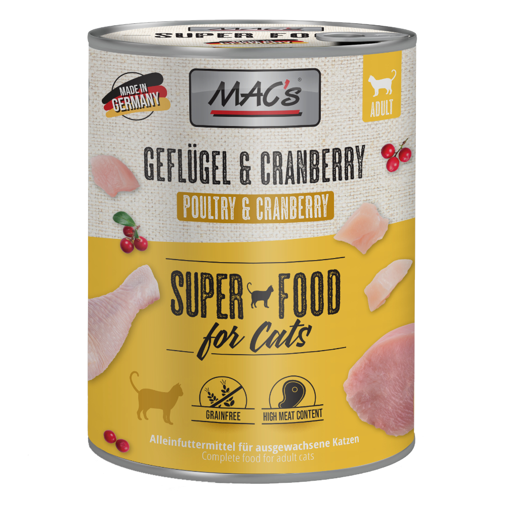 6x800g Poultry & Cranberry MAC's Cat Wet Cat Food