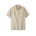 Plus Size Women's Short-Sleeve Linen Shirt by KingSize in Stone (Size 3XL)