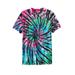 Plus Size Women's Lightweight Longer-Length Tie-Dye Crewneck by KingSize in Black Tie Dye (Size 3XL)