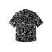 Plus Size Women's KS Island Printed Rayon Short-Sleeve Shirt by KS Island in Black Marble (Size XL)