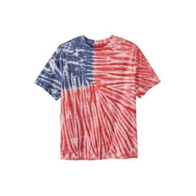 Plus Size Women's Lightweight Tie-Dye Crewneck Tee by KingSize in American Flag Tie Dye (Size 6XL)