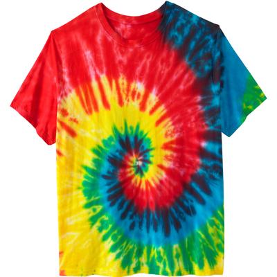 Plus Size Women's Lightweight Tie-Dye Crewneck Tee by KingSize in Rainbow Tie Dye (Size 7XL)