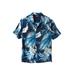 Plus Size Women's KS Island Printed Rayon Short-Sleeve Shirt by KS Island in Navy Palm (Size 2XL)