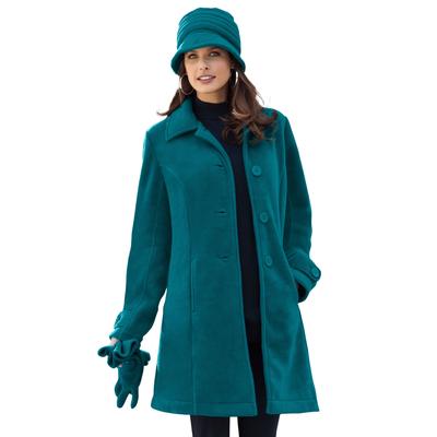 Plus Size Women's Fleece Jacket by Roaman's in Deep Lagoon (Size 3X)