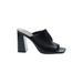 Steve Madden Heels: Slip On Chunky Heel Casual Black Solid Shoes - Women's Size 8 1/2 - Open Toe