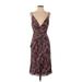 Fame And Partners Casual Dress - Midi Plunge Sleeveless: Burgundy Dresses - Women's Size 0