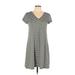 Market and Spruce Casual Dress - Shift: Gray Stripes Dresses - Women's Size Large