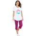Plus Size Women's Two-Piece V-Neck Tunic & Capri Set by Woman Within in Flamingo Love (Size L)