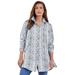 Plus Size Women's Kate Tunic Big Shirt by Roaman's in White Layered Animal (Size 32 W) Button Down Tunic Shirt