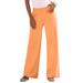 Plus Size Women's Wide-Leg Soft Knit Pant by Roaman's in Orange Melon (Size 1X) Pull On Elastic Waist