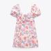 Zara Dresses | Nwot. Zara Ecru Floral Print Mini Dress. Size M. | Color: Cream/Pink | Size: M