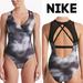 Nike Swim | Nike Layered Crossback One Piece Performance Fit Swimsuit Black & White Sz Lg | Color: Black/White | Size: L