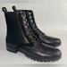 Kate Spade Shoes | Kate Spade Women's Combat Boot Leather Faux Fur Lug Sole Size 8b Style Raquelle | Color: Black | Size: 8