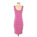 Forever 21 Casual Dress - Sheath Scoop Neck Sleeveless: Pink Stripes Dresses - Women's Size Medium