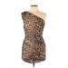 Fashion Nova Cocktail Dress - Mini Open Neckline Sleeveless: Brown Leopard Print Dresses - Women's Size Large