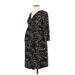 Motherhood Casual Dress V Neck 3/4 sleeves: Black Dresses - Women's Size Medium Maternity