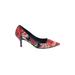 L.K. Bennett Heels: Pumps Kitten Heel Cocktail Party Red Floral Shoes - Women's Size 37 - Pointed Toe