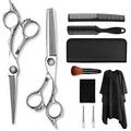 Hair Cutting Scissors Kit 6.0inch Silver Barber Scissors,Flat Scissors,Thinning Scissors,Bang Scissors,Hairdressing Scissors Set (A 7PCS)