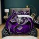 Super King Duvet Cover Set Skull & Purple Dragon Bedding Sets Super King Size Luxury, Duvet Cover with 2 Pillowcases, Microfiber Quilt Cover with Hidden Zipper