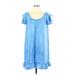 Club Monaco Casual Dress - Mini Scoop Neck Short sleeves: Blue Dresses - Women's Size 0