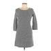 Theory Casual Dress - Mini Scoop Neck 3/4 sleeves: Gray Print Dresses - Women's Size Medium
