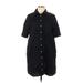 Old Navy Casual Dress - Shirtdress Collared Short sleeves: Black Print Dresses - Women's Size Large