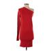 KF/KaufmanFranco Collective Casual Dress - Bodycon One Shoulder Long sleeves: Red Print Dresses - Women's Size X-Small