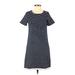 Beach Lunch Lounge Casual Dress - Shift: Blue Stripes Dresses - Women's Size Small