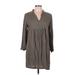 H&M L.O.G.G. Casual Dress - Shift V Neck 3/4 sleeves: Gray Print Dresses - Women's Size Medium