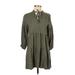 Zara Casual Dress - Mini Tie Neck 3/4 sleeves: Green Print Dresses - Women's Size X-Small