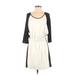 Banana Republic Factory Store Casual Dress Scoop Neck 3/4 sleeves: Ivory Solid Dresses - New - Women's Size Small