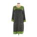 Siena Studio Casual Dress - DropWaist Scoop Neck 3/4 sleeves: Green Color Block Dresses - Women's Size Large
