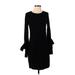 Club Monaco Casual Dress - Sheath Crew Neck Long sleeves: Black Print Dresses - Women's Size Small