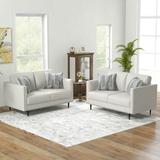 Bonzy Home Mill City 2 Piece Vegan Leather Loveseat w/ 2 Pillows & Nailhead Trim Faux Leather in White | 35.04 H x 56.89 W x 32.48 D in | Wayfair