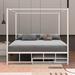 Latitude Run® Queen Size Metal Canopy Platform Bed w/ Trundle & Drawers Metal in White | 66.5 H x 62.2 W x 82.3 D in | Wayfair