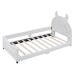 Trinx Upholstered Daybed w/ OX Horn Shaped Headboard Upholstered in White | 46 H x 41.2 W x 78.6 D in | Wayfair 88BC0778CCF1471BBDD0C050DF668F74